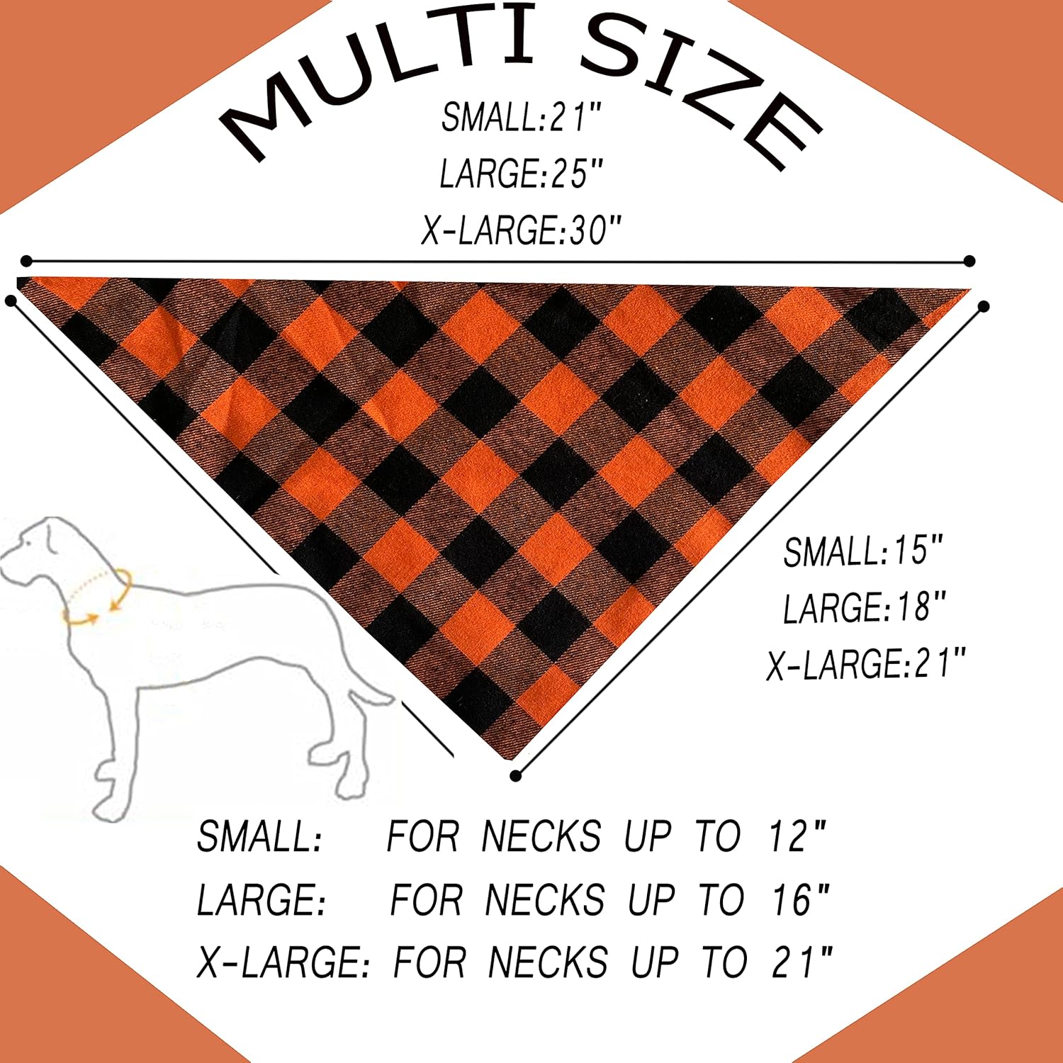 Fall Dog Bandanas 2 Pack, Orange Plaid Pet Scarf for Boy and Girl, Premium Durable Fabric, Holiday Halloween Thanksgiving Bandana for Small and Medium Dogs (Small) - Image 2